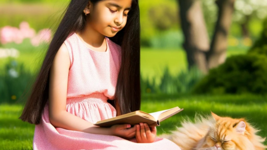 child and cat