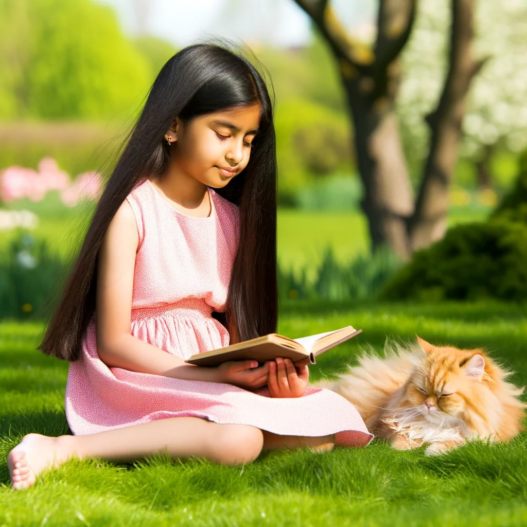 child and cat