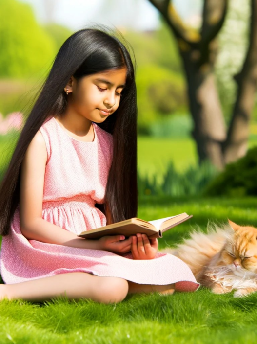 child and cat