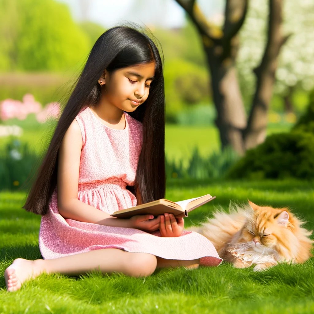child and cat