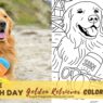 Printable Beach Day Golden Retriever Coloring Page