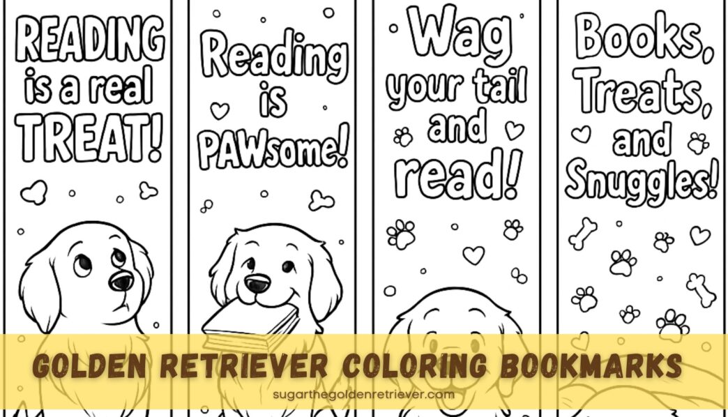 golden retriever coloring bookmarks