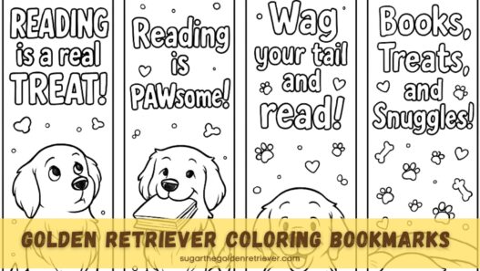 golden retriever coloring bookmarks