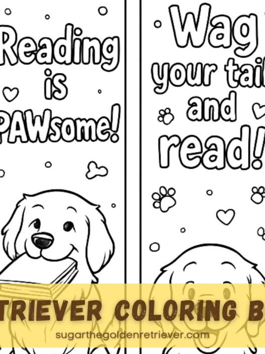 golden retriever coloring bookmarks